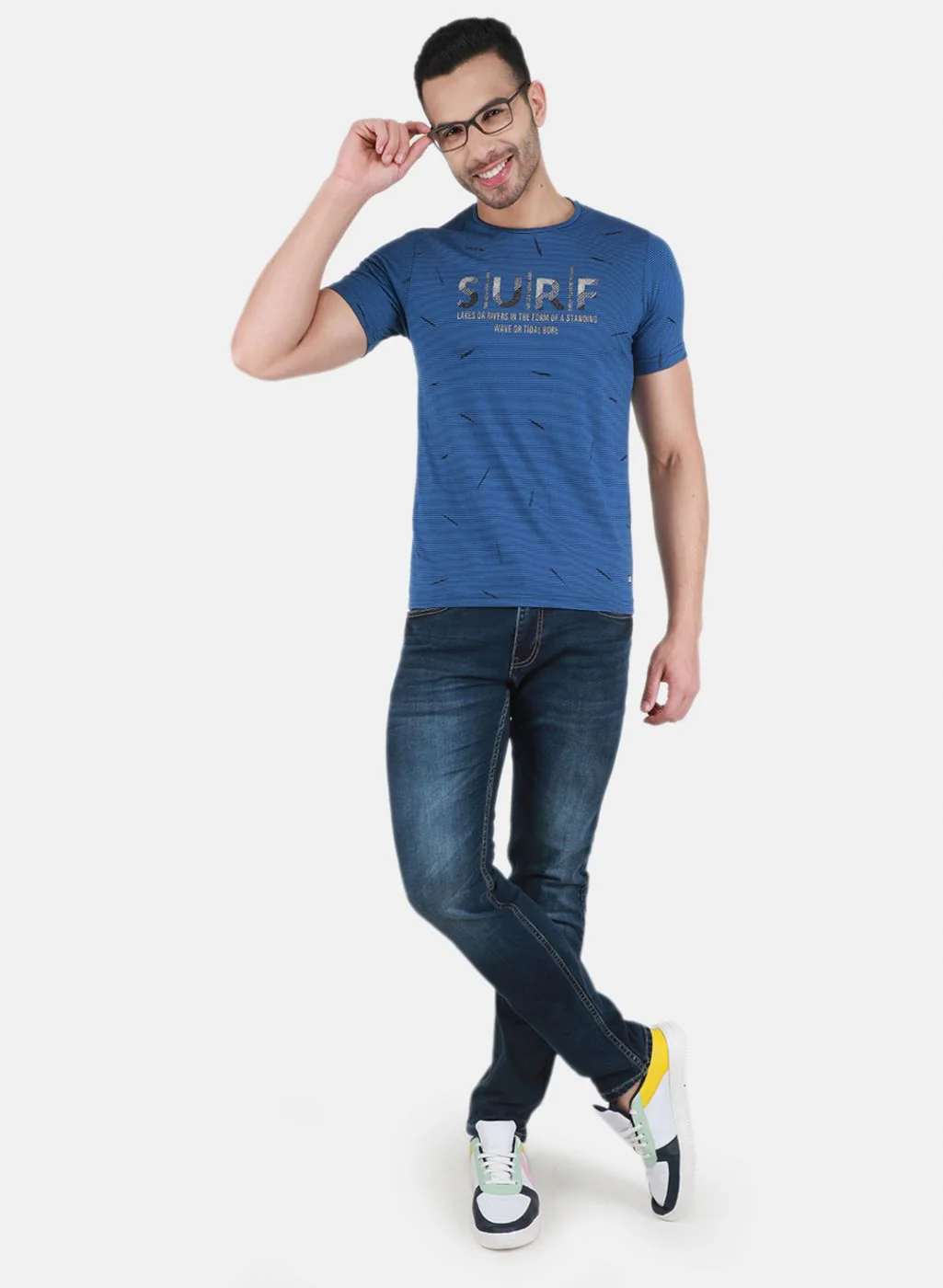 Men NAvy Blue Printed T-Shirt - Image 4