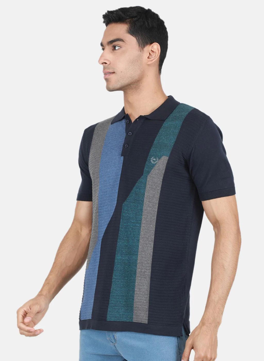Men NAvy Blue Printed T-Shirt - Image 2
