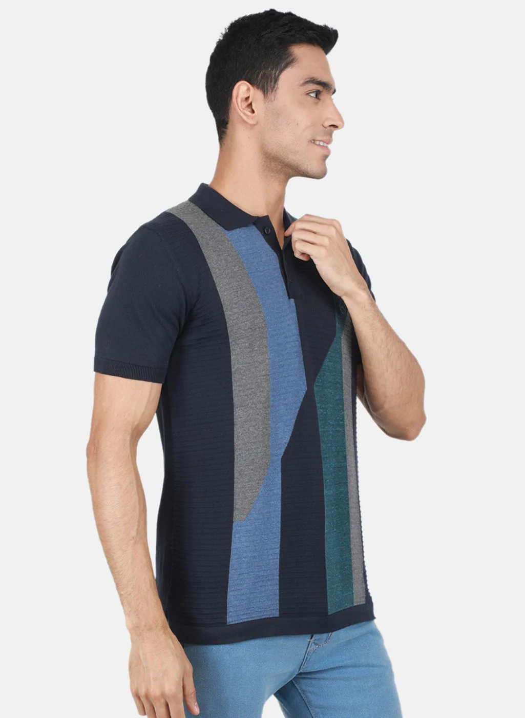 Men NAvy Blue Printed T-Shirt - Image 6