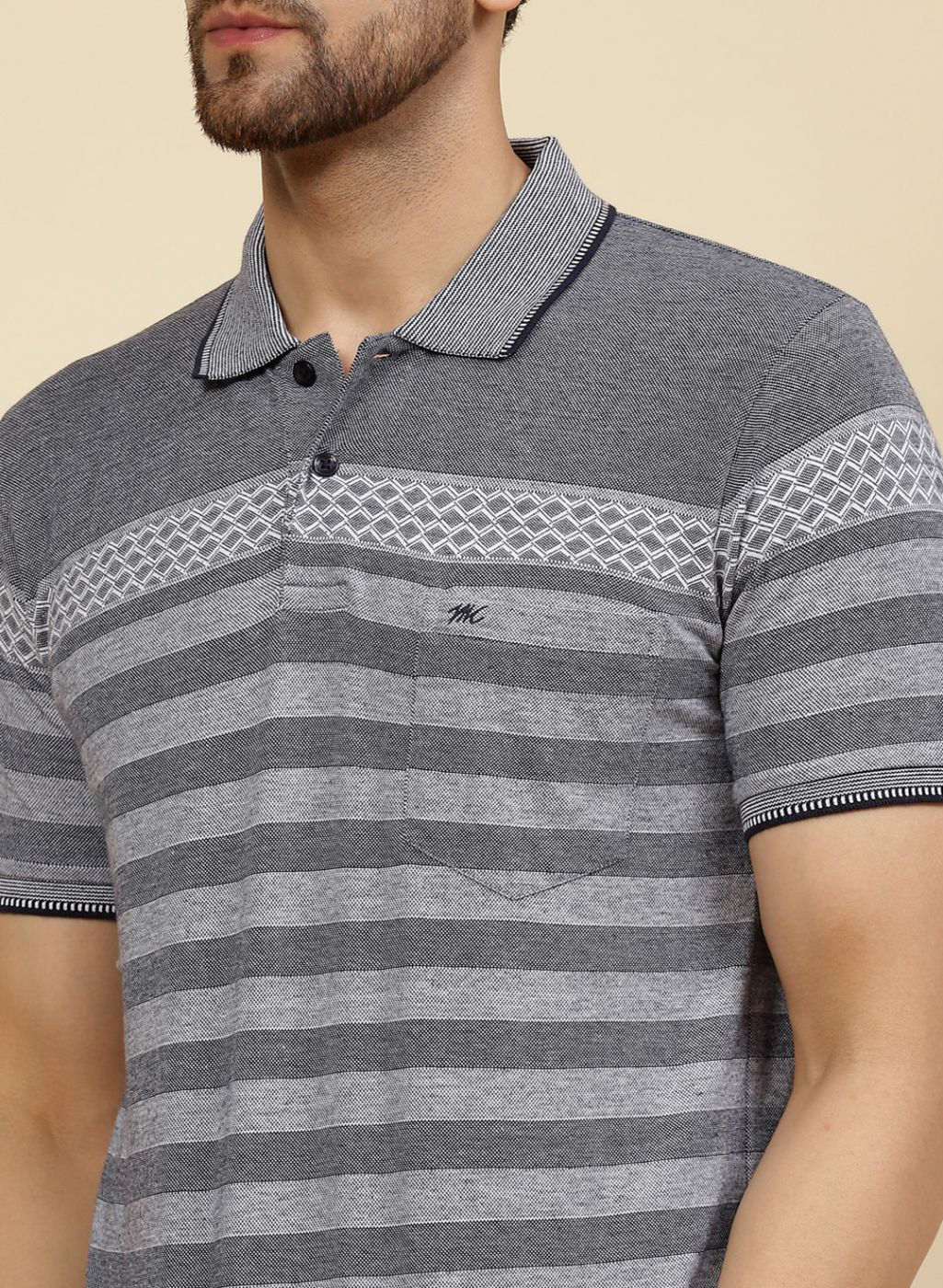 Men NAvy Blue Printed T-Shirt - Image 6
