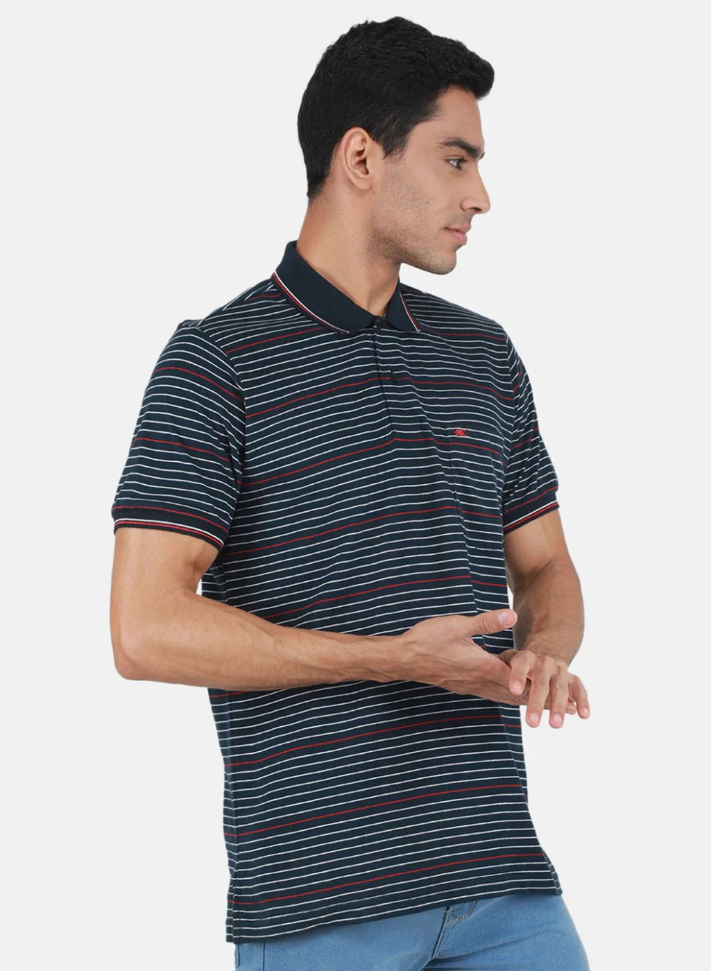 Men NAvy Blue Printed T-Shirt - Image 6