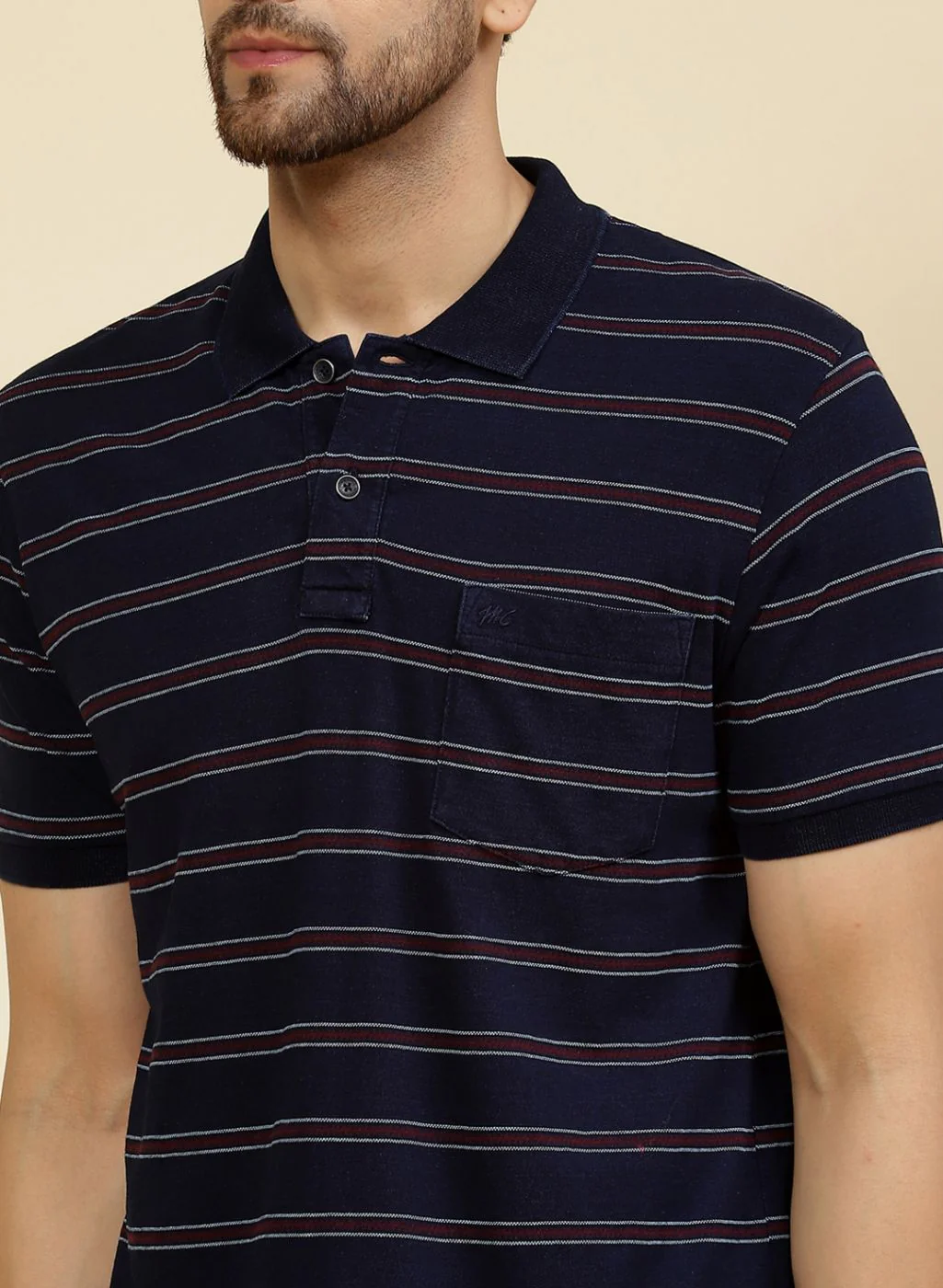 Men NAvy Blue Printed T-Shirt - Image 6