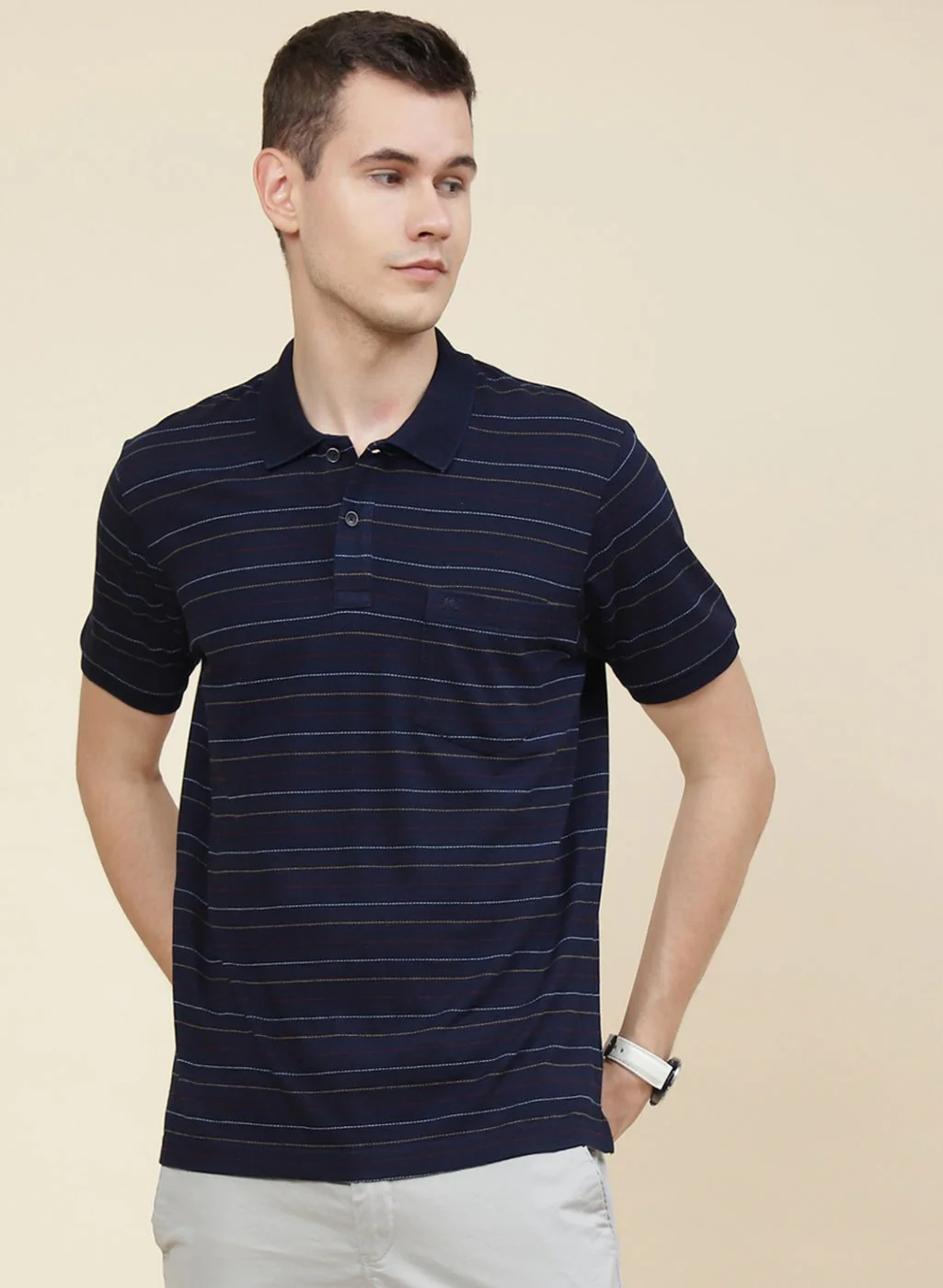 Men NAvy Blue Printed T-Shirt - Image 2