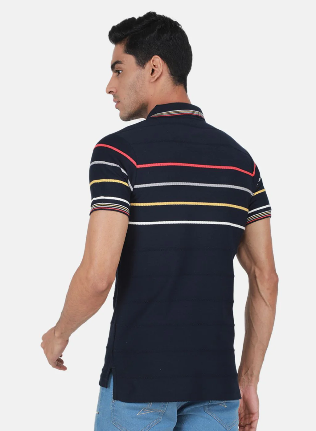 Men NAvy Blue Printed T-Shirt - Image 3