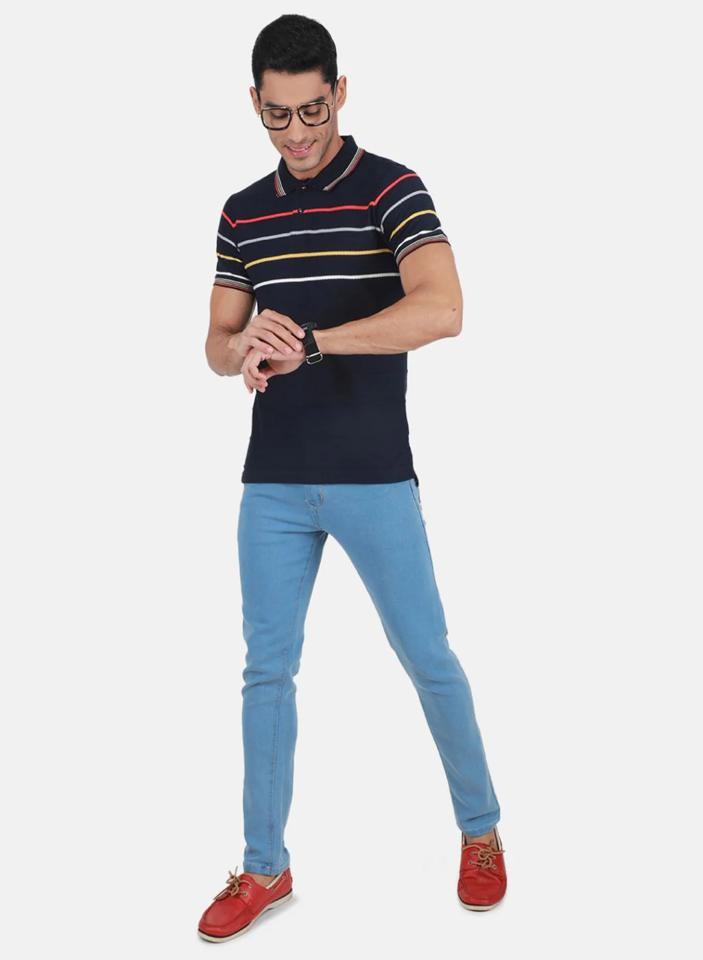 Men NAvy Blue Printed T-Shirt - Image 4