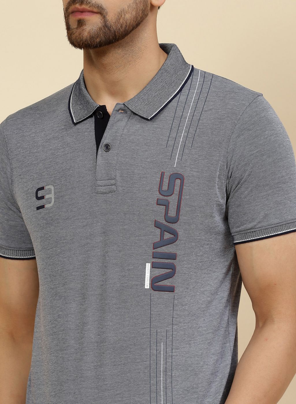 Men NAvy Blue Printed T-Shirt - Image 6