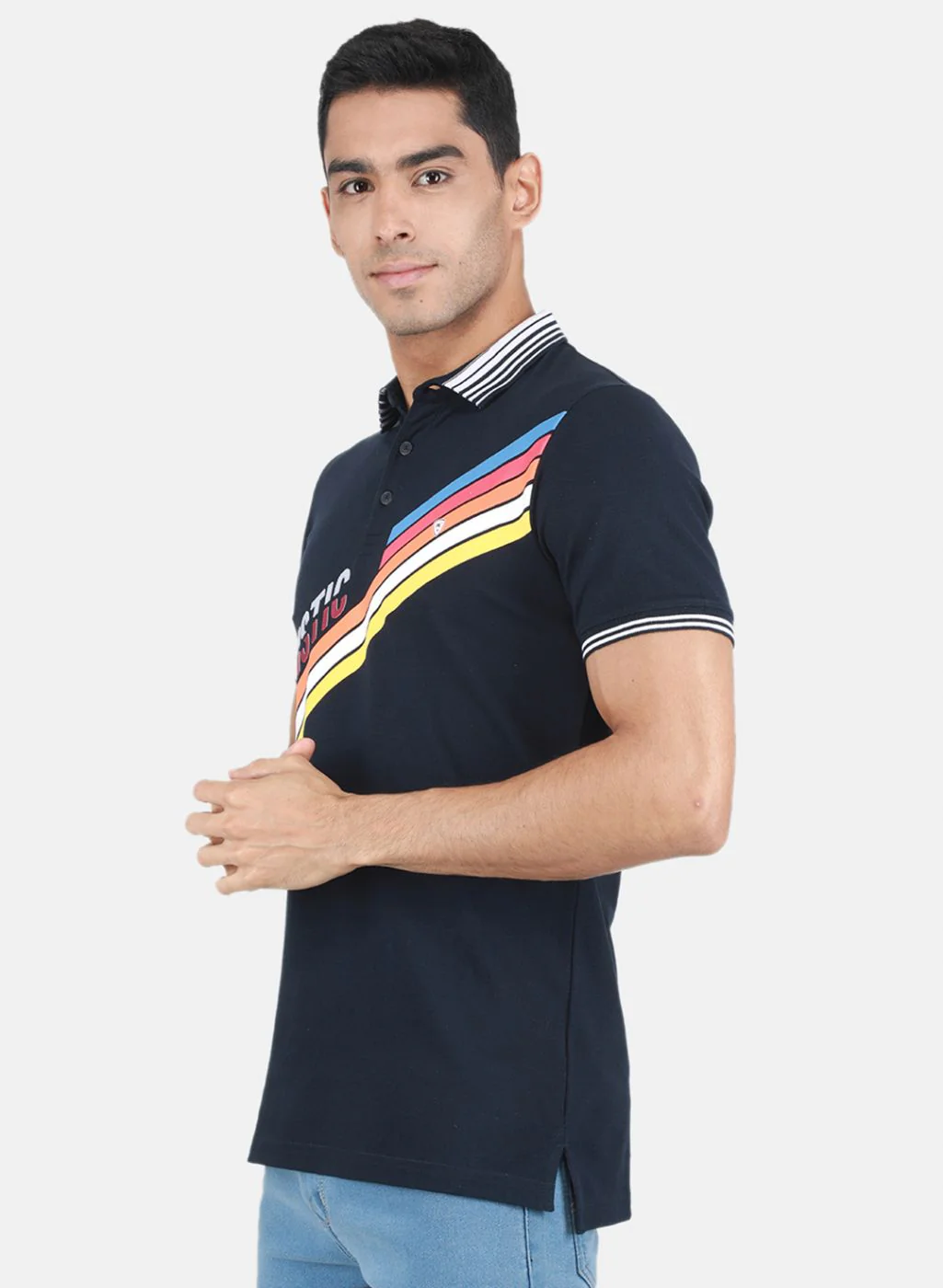 Men NAvy Blue Printed T-Shirt - Image 2