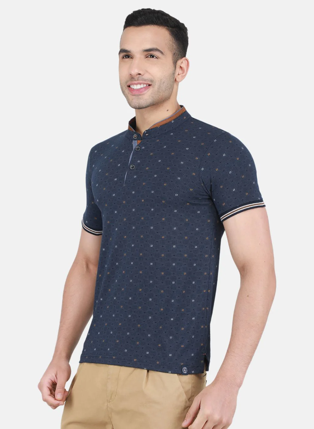 Men NAvy Blue Printed T-Shirt - Image 2