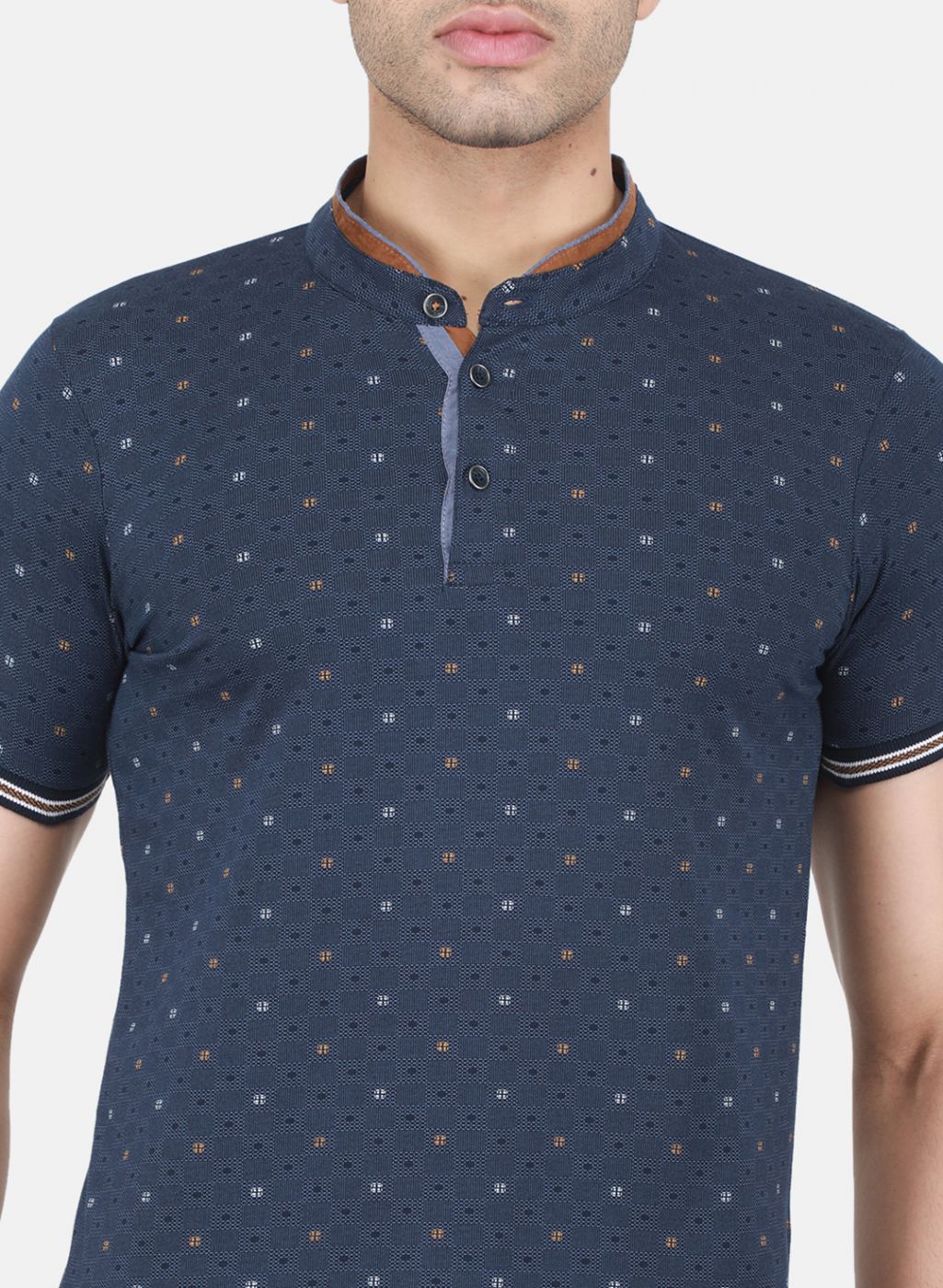 Men NAvy Blue Printed T-Shirt - Image 5