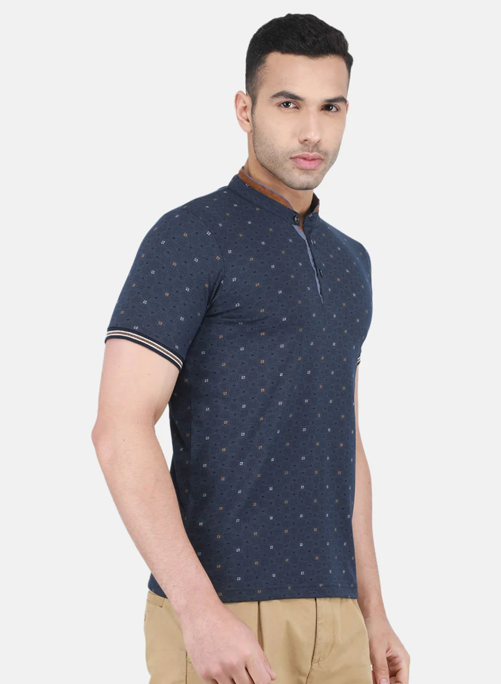 Men NAvy Blue Printed T-Shirt - Image 6