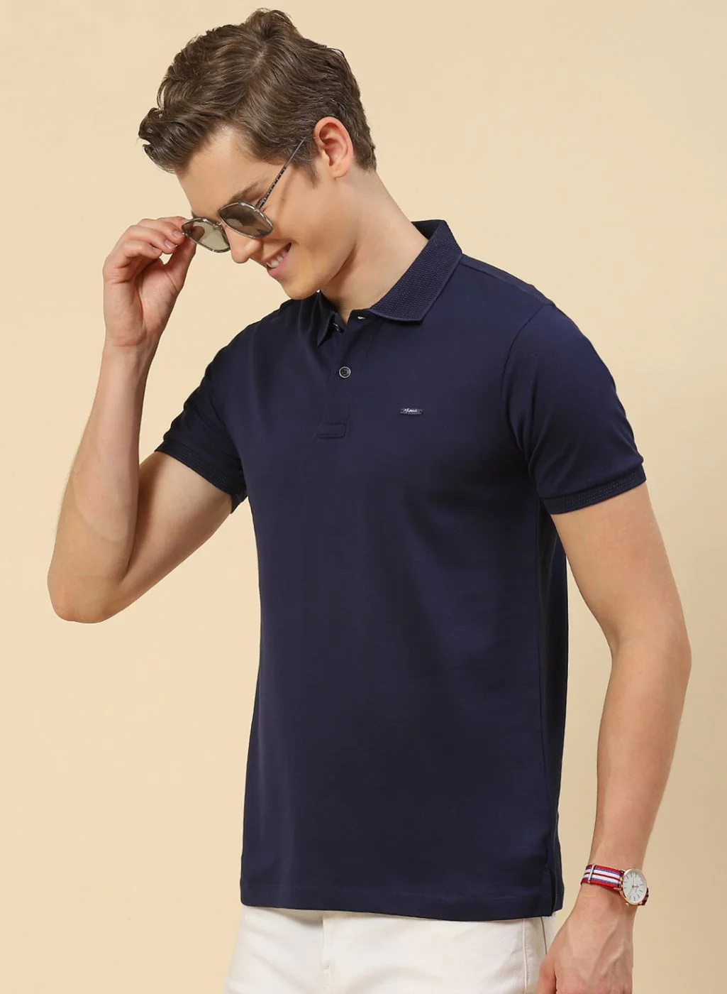 Men NAvy Blue Printed T-Shirt - Image 3