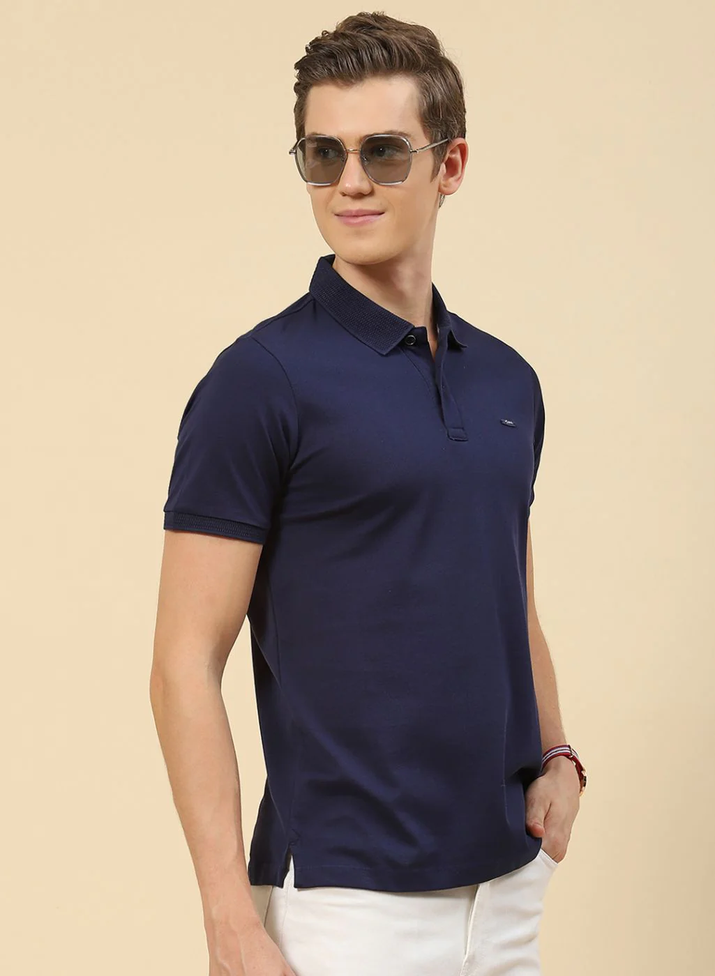 Men NAvy Blue Printed T-Shirt - Image 4