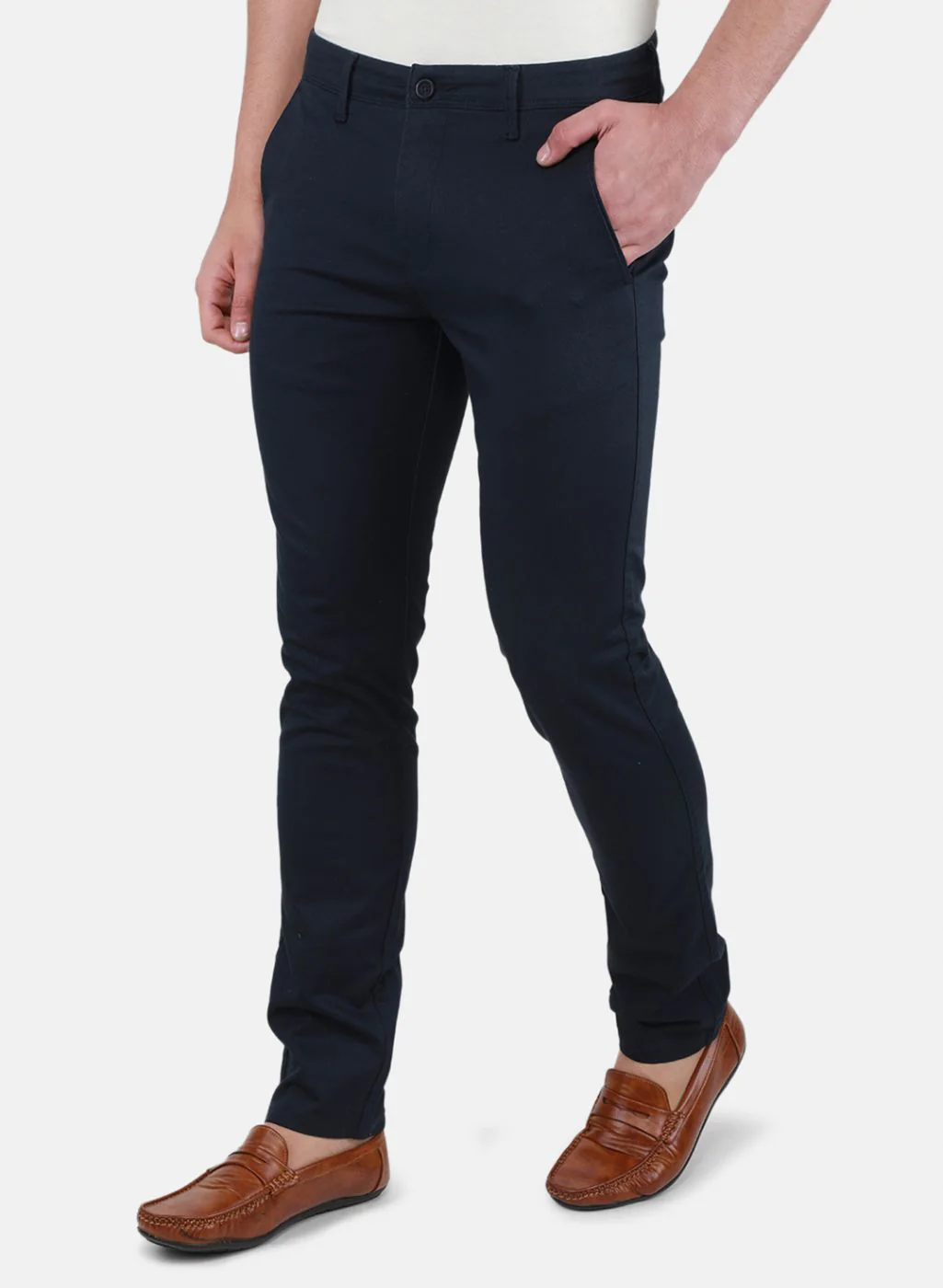 Men NAvy Blue Regular Fit Trouser - Image 2