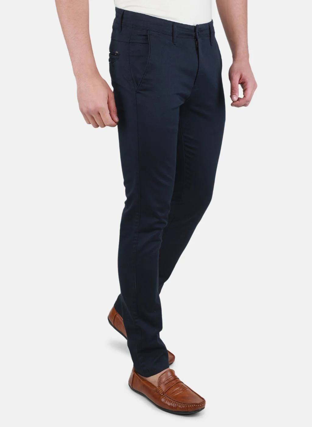 Men NAvy Blue Regular Fit Trouser - Image 6