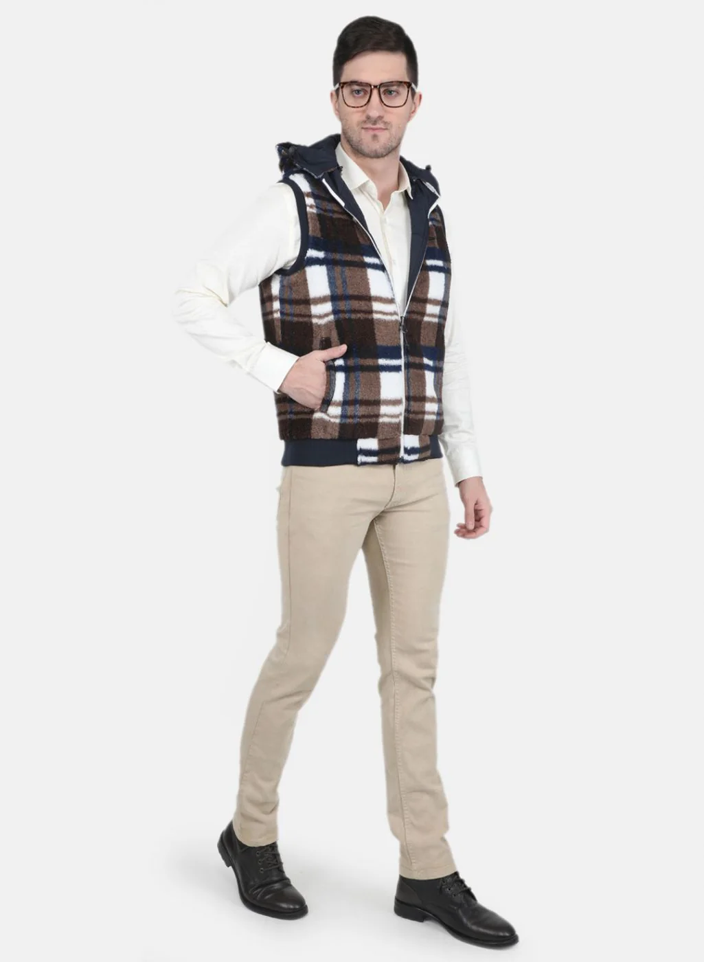Men NAvy Blue Reversible Solid Jacket - Image 4