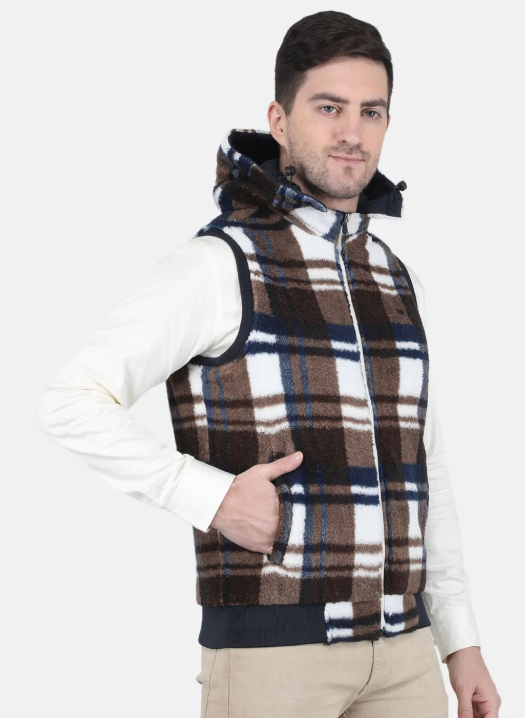 Men NAvy Blue Reversible Solid Jacket - Image 6