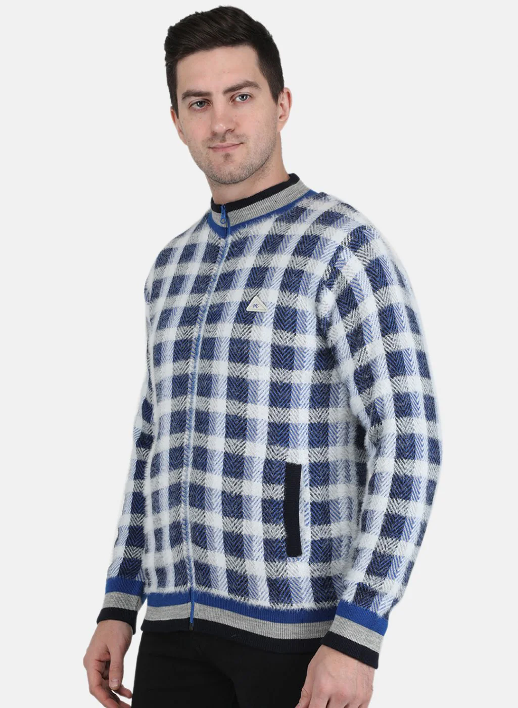 Men NAvy Blue Self Design Jacket - Image 2