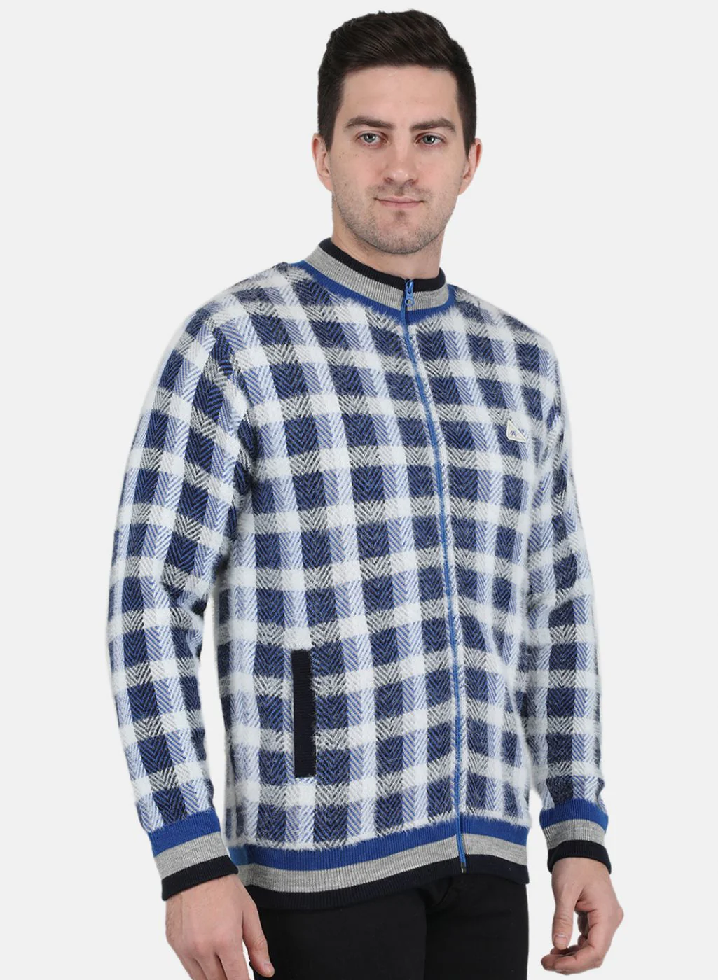 Men NAvy Blue Self Design Jacket - Image 6