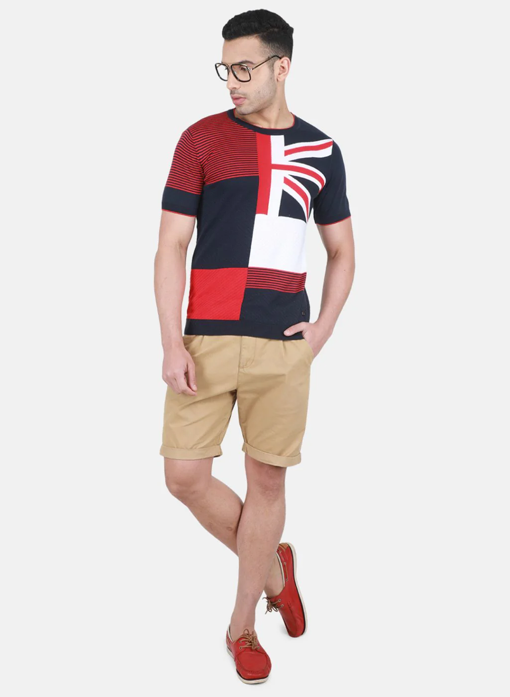 Men NAvy Blue Self Design T-Shirt - Image 4