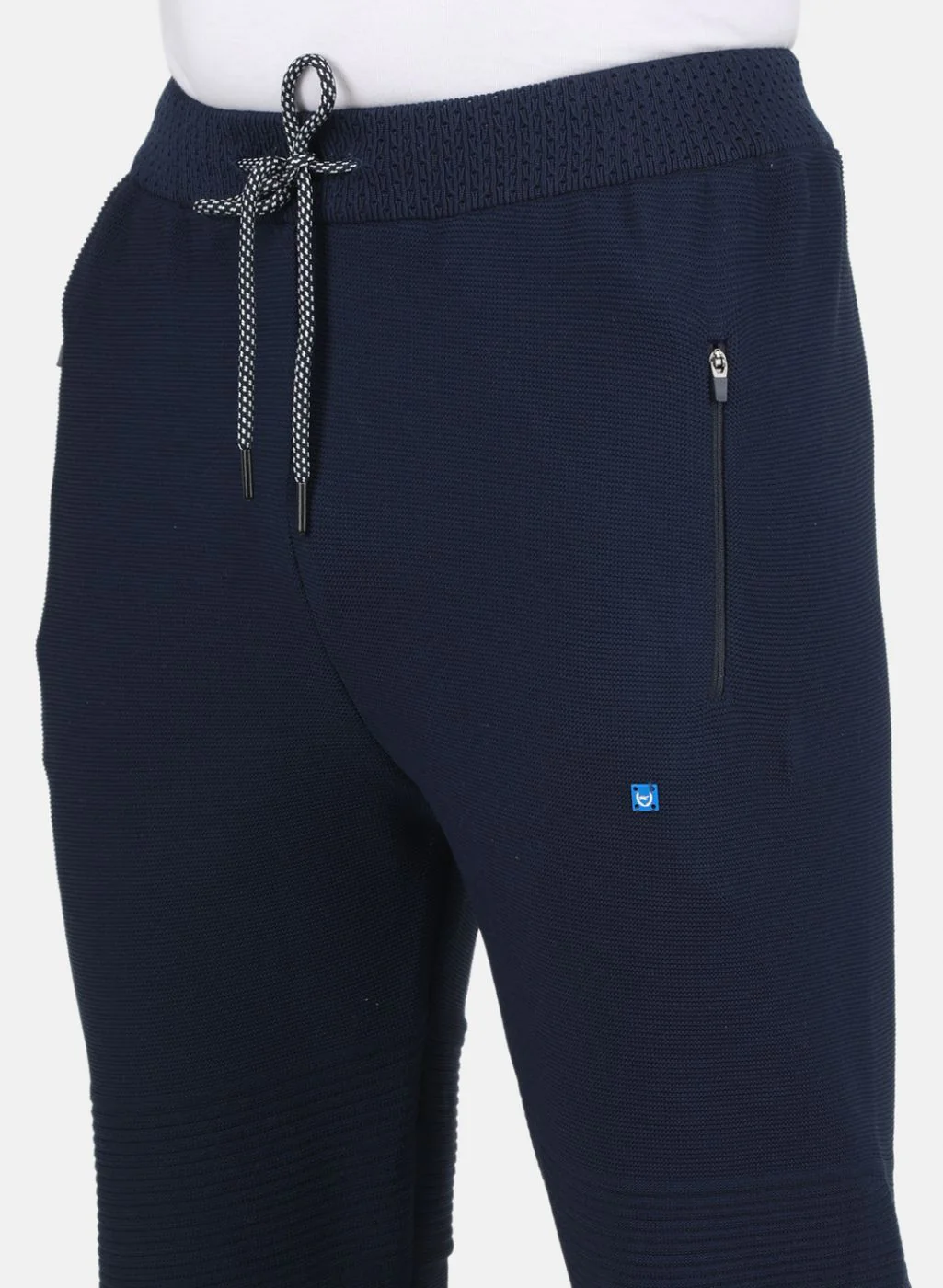 Men NAvy Blue Self Design Tracksuit - Image 6