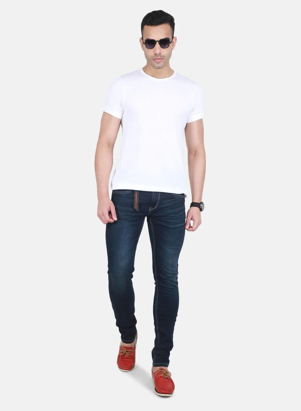 Men NAvy Blue Skinny Fit Denim - Image 4