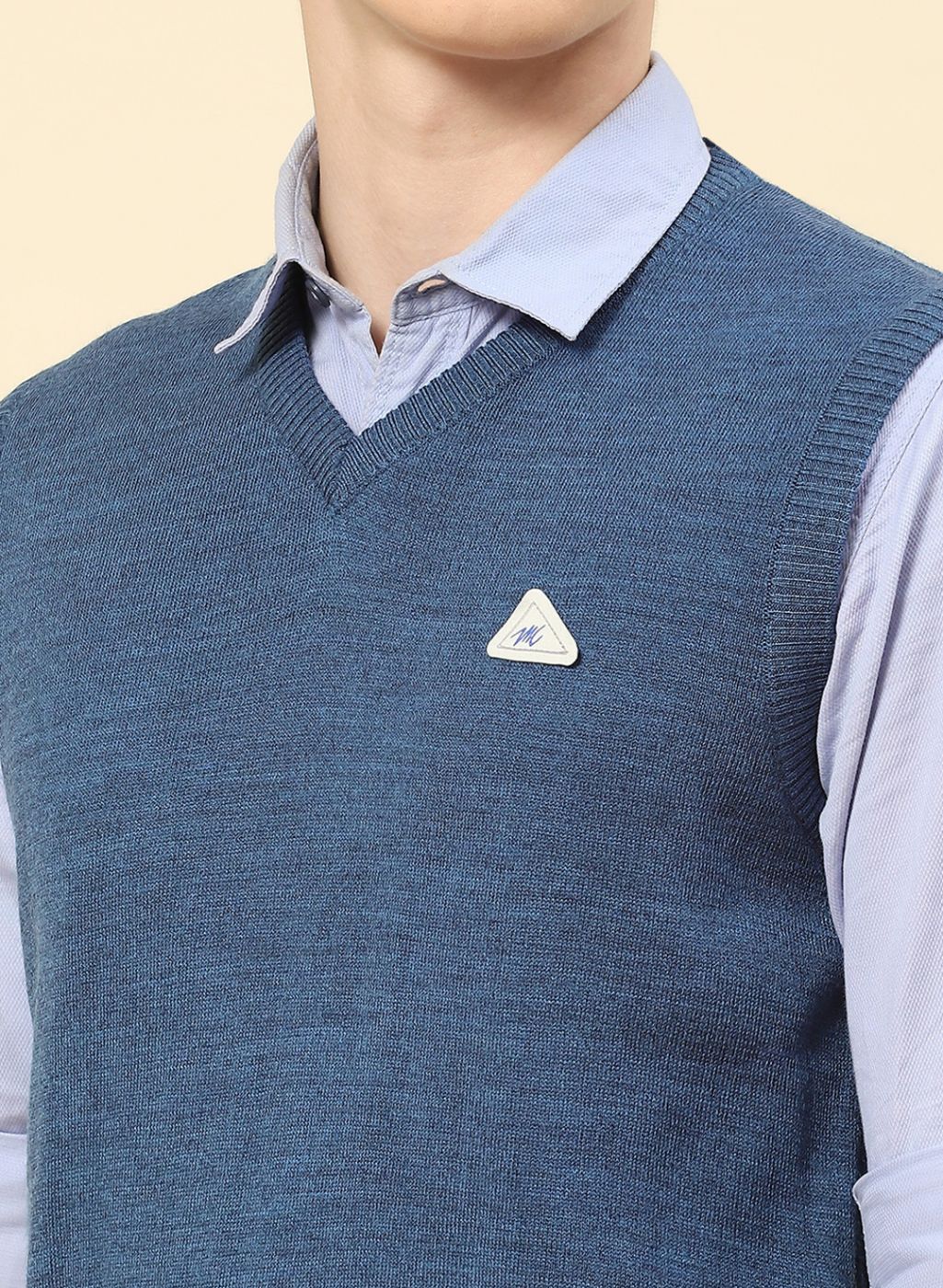 Men NAvy Blue Solid Blend wool Sweater - Image 6