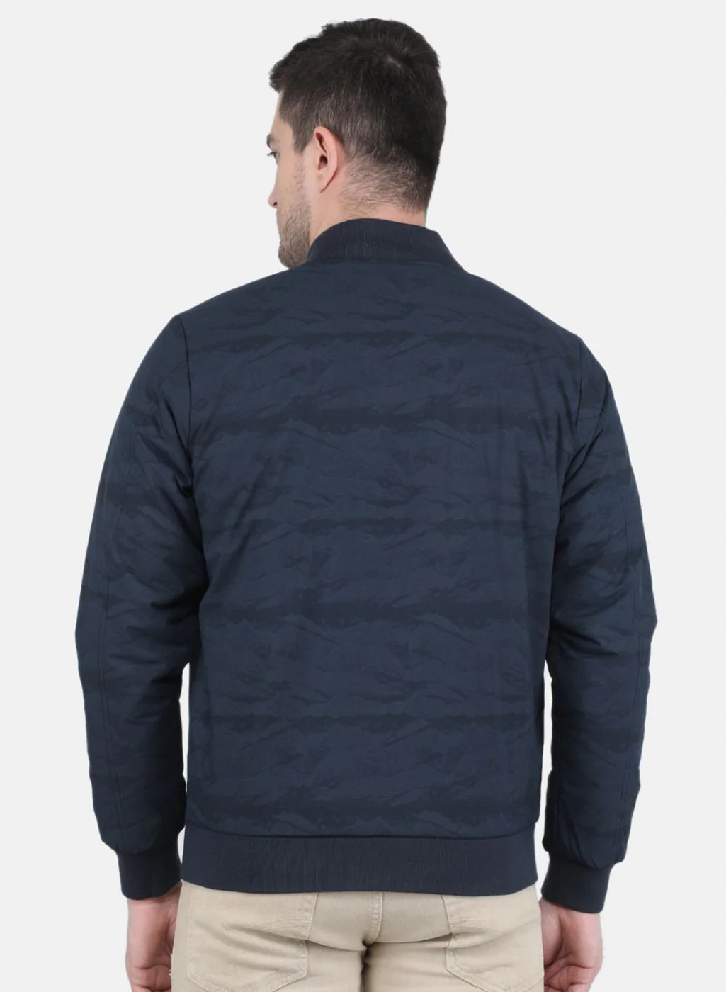 Men NAvy Blue Solid Jacket - Image 3