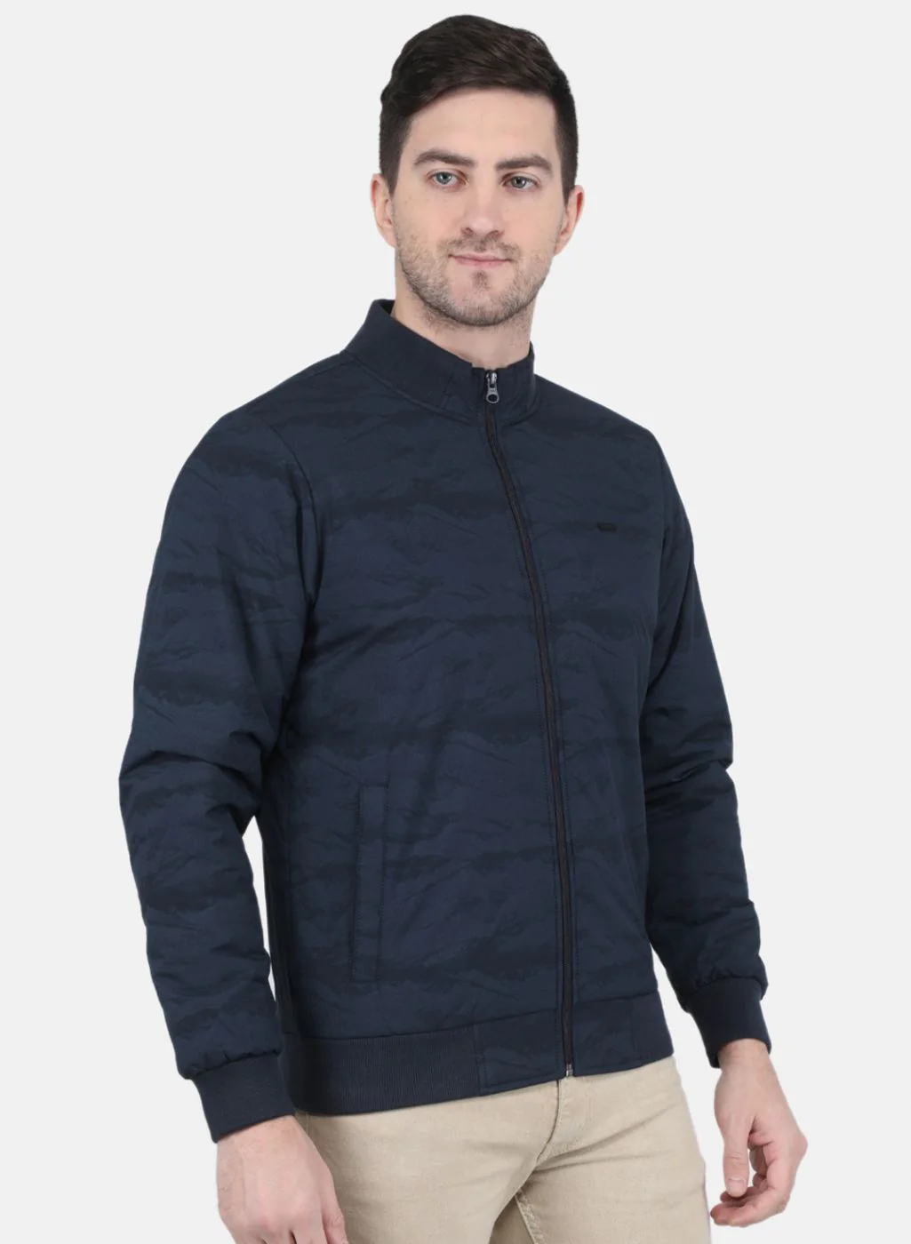 Men NAvy Blue Solid Jacket - Image 6