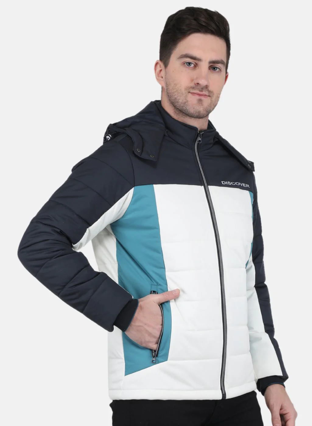 Men NAvy Blue Solid Jacket - Image 6
