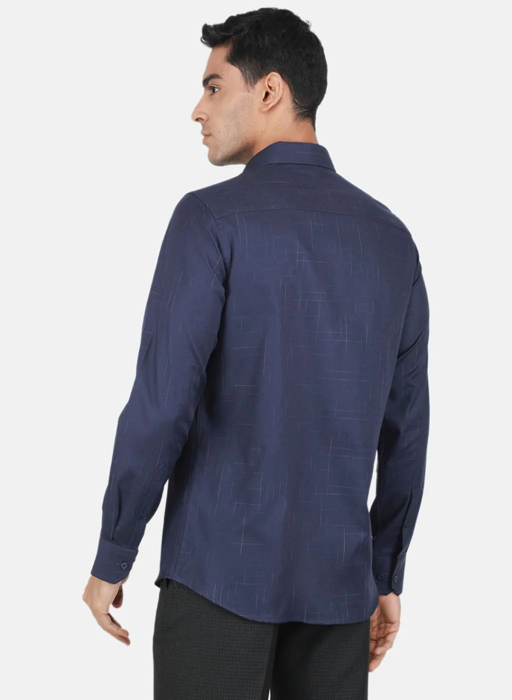 Men NAvy Blue Solid Shirt - Image 3