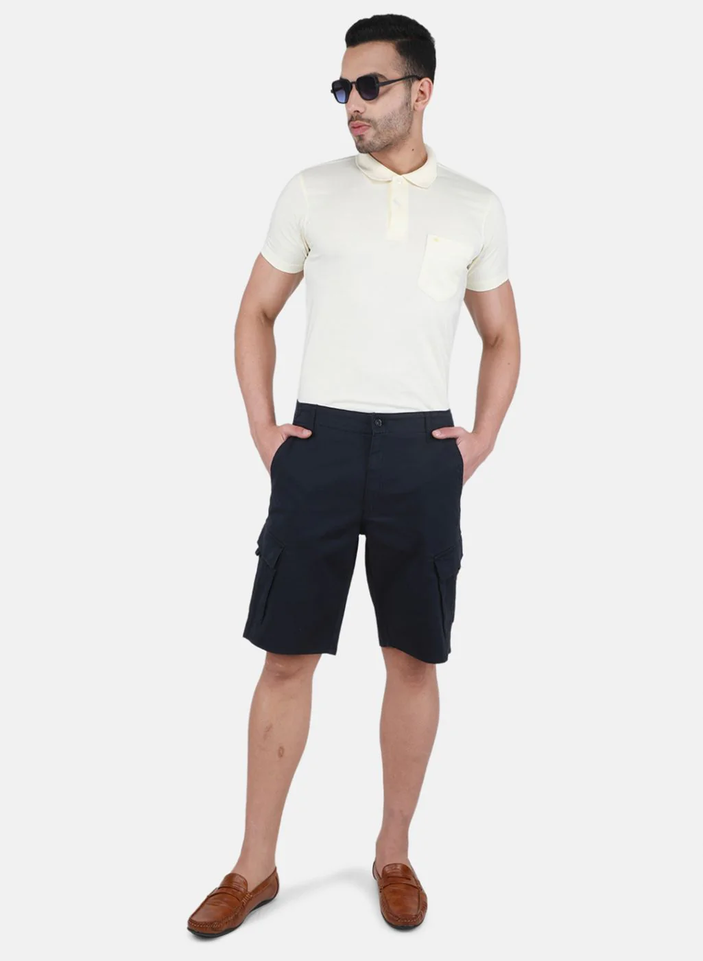 Men NAvy Blue Solid Short - Image 4