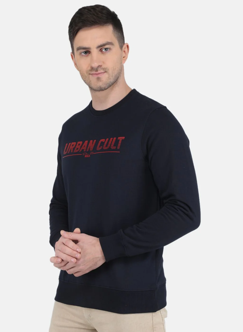Men NAvy Blue Solid Sweatshirt - Image 2