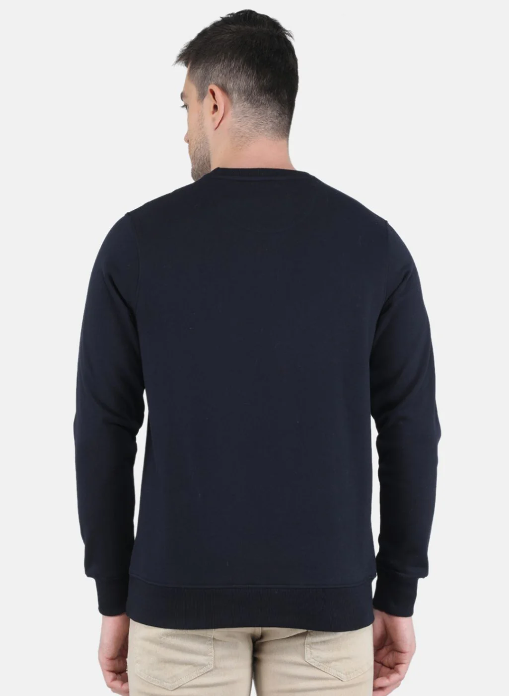 Men NAvy Blue Solid Sweatshirt - Image 3