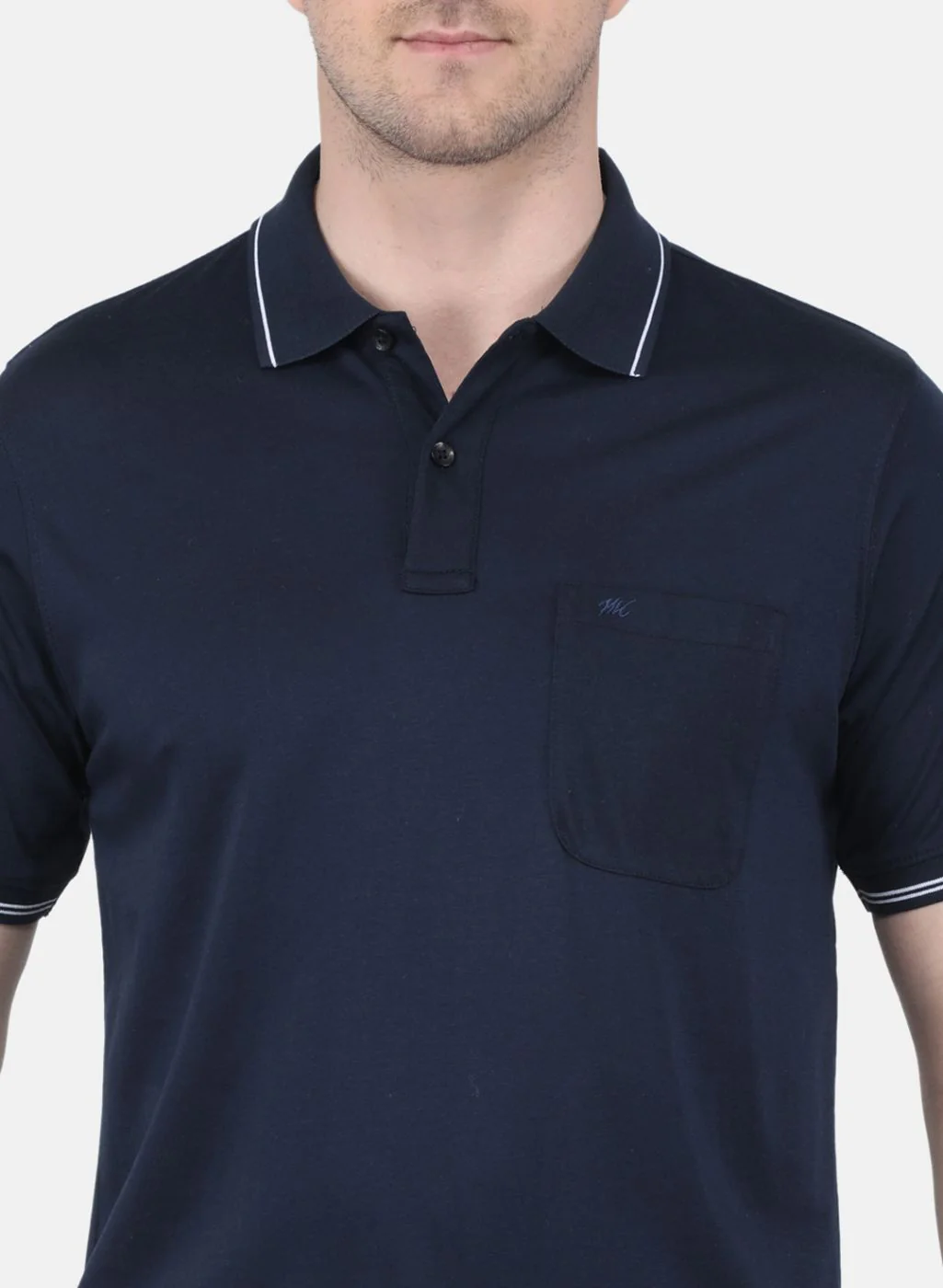 Men NAvy Blue Solid T-Shirt - Image 5