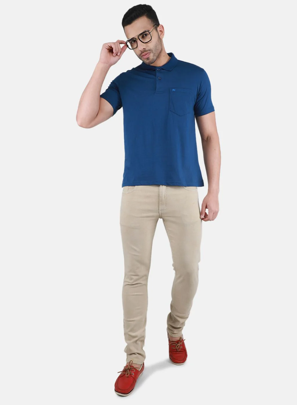 Men NAvy Blue Solid T-Shirt - Image 4