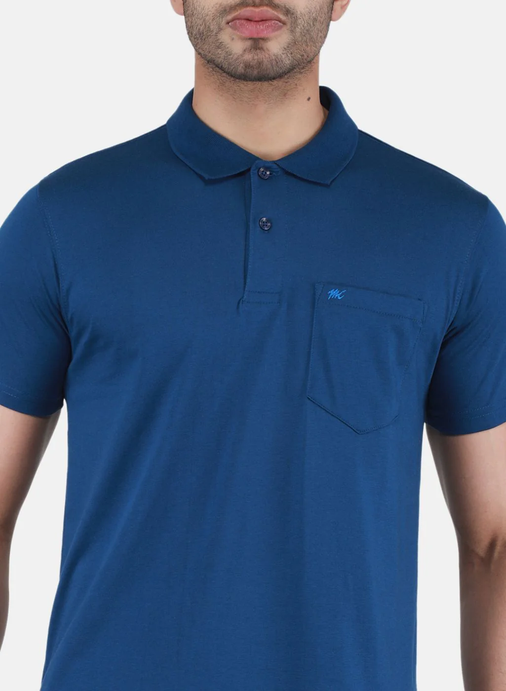 Men NAvy Blue Solid T-Shirt - Image 5