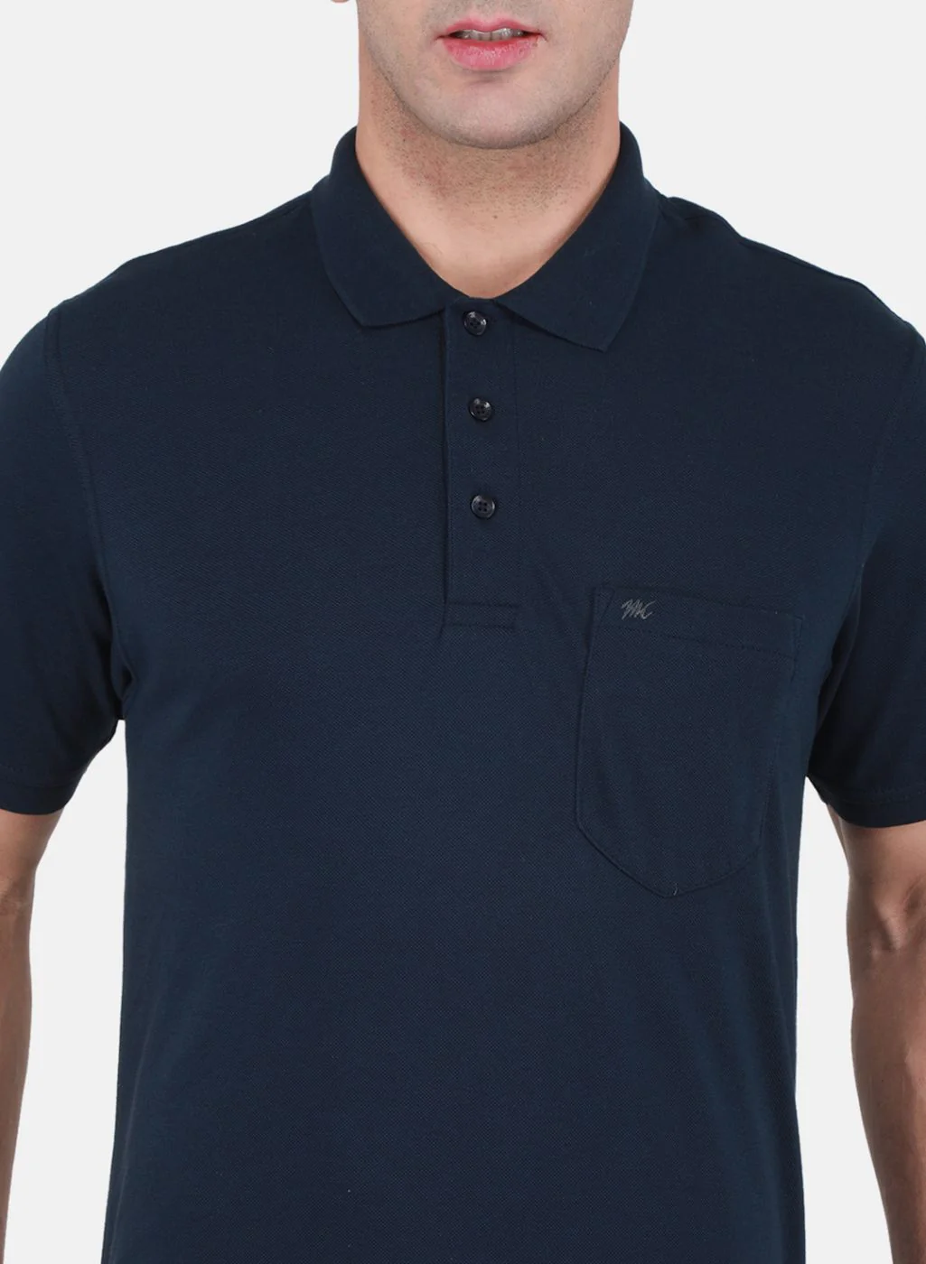Men NAvy Blue Solid T-Shirt - Image 5