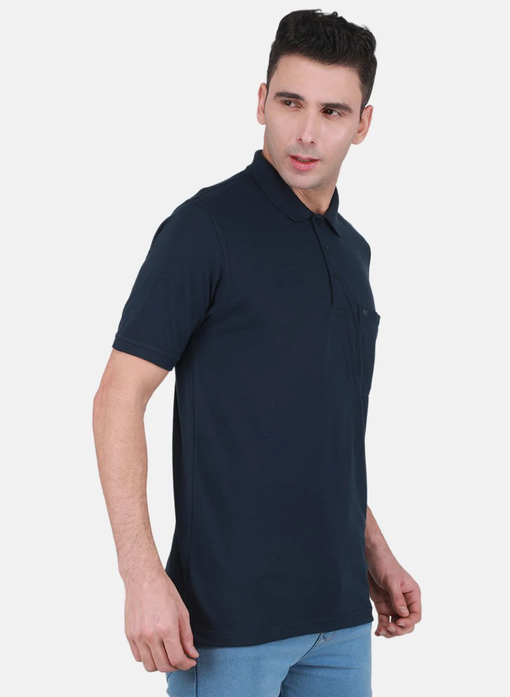 Men NAvy Blue Solid T-Shirt - Image 6