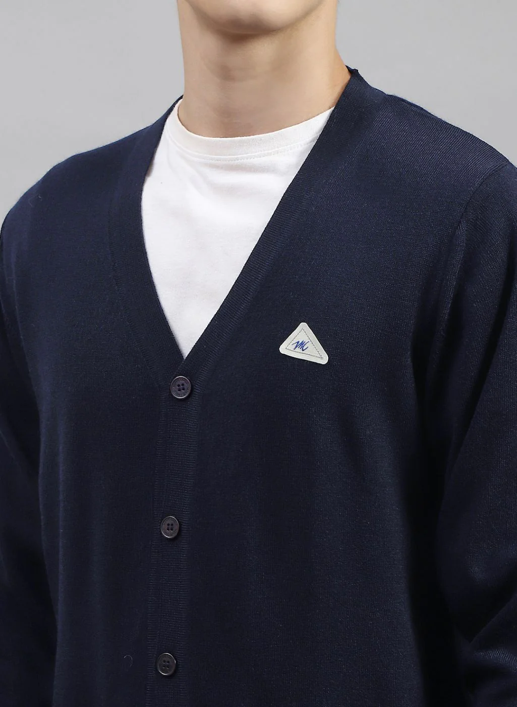 Men NAvy Blue Solid Wool blend Cardigan - Image 6