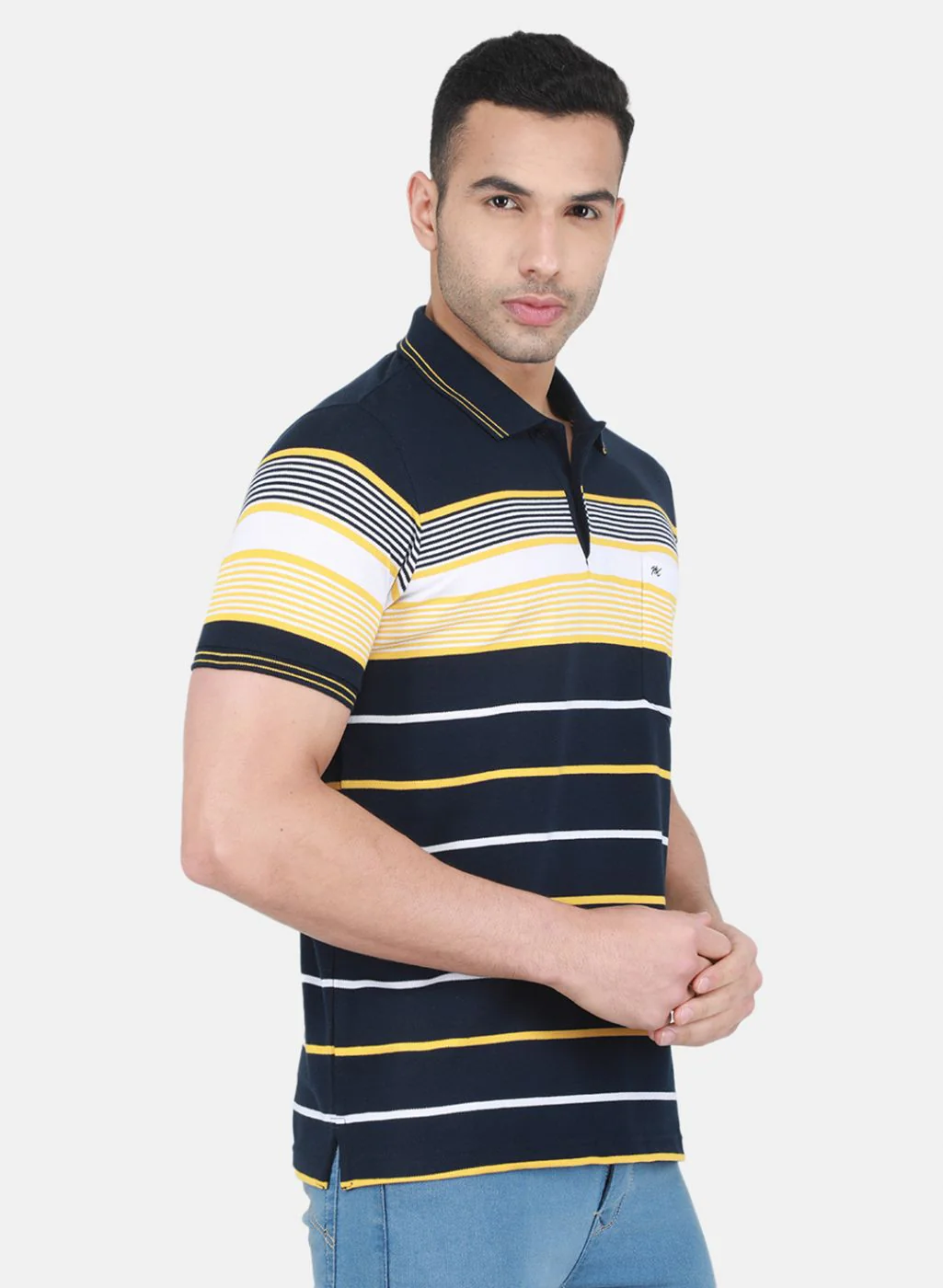 Men NAvy Blue Stripe T-Shirt - Image 6