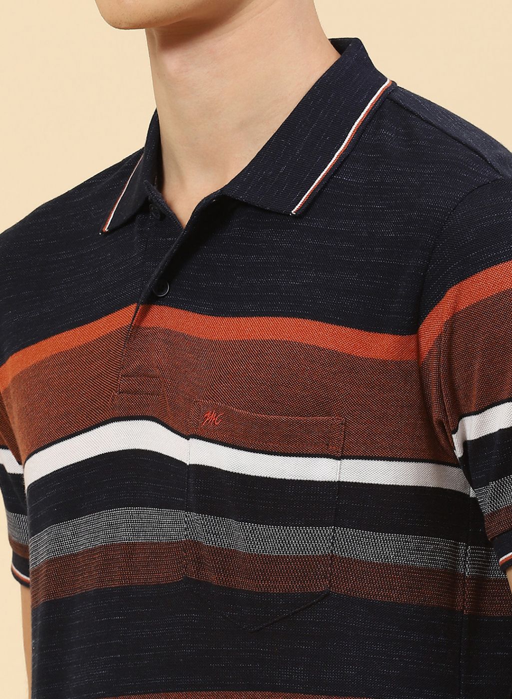 Men NAvy Blue Stripe T-Shirt - Image 6