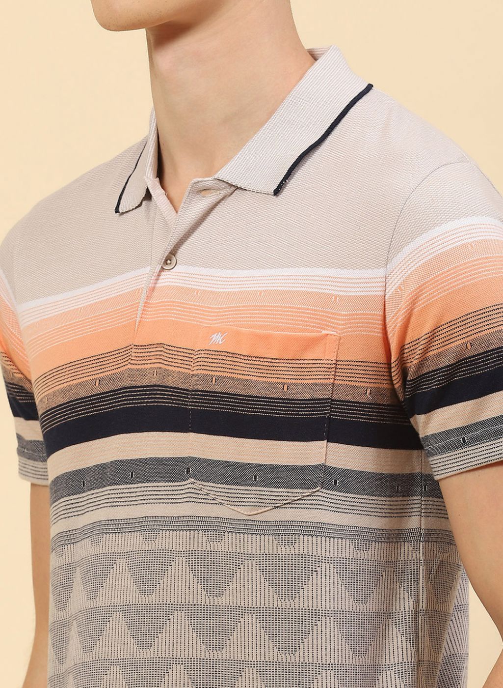 Men NAvy Blue Stripe T-Shirt - Image 6