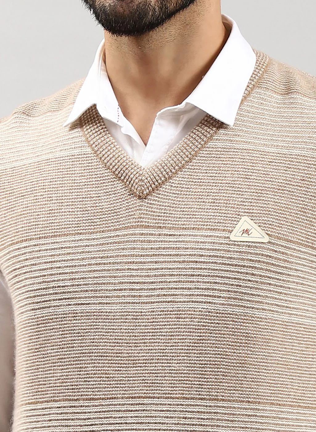 Men Off White Jaquard Lamb wool Sweater - Image 6