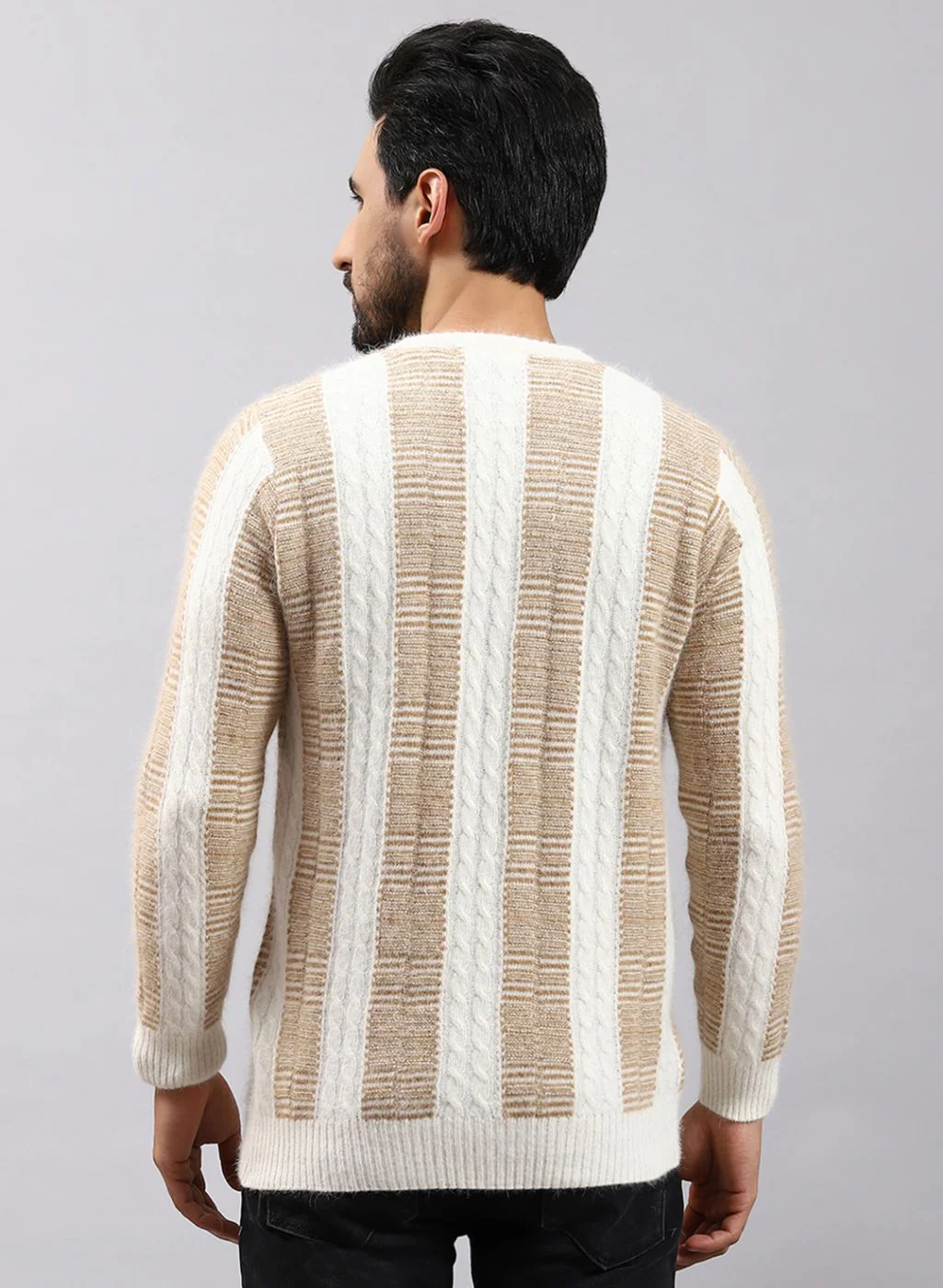 Men Off White Printed Angoora Pullover - Image 5