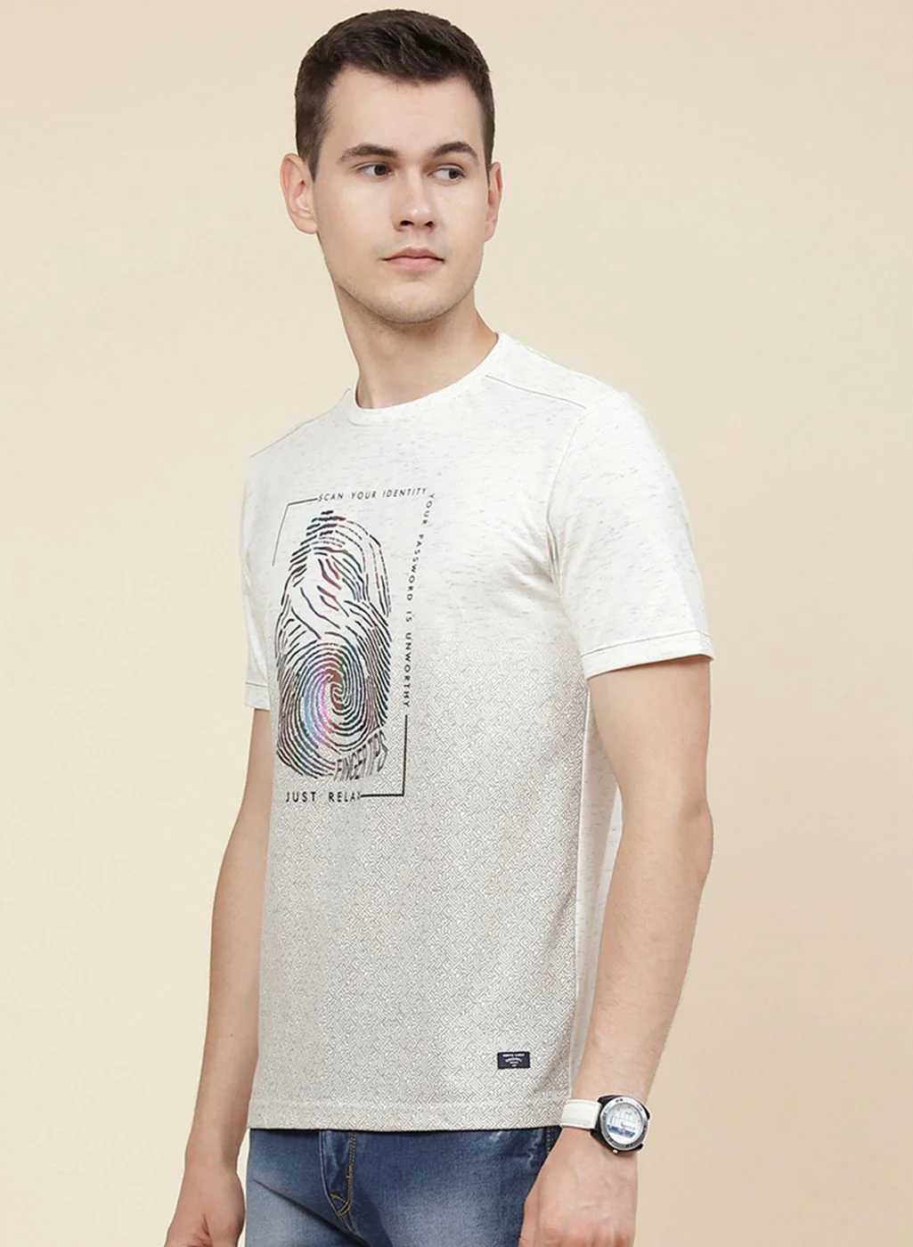 Men Off White Printed T-Shirt - Image 3