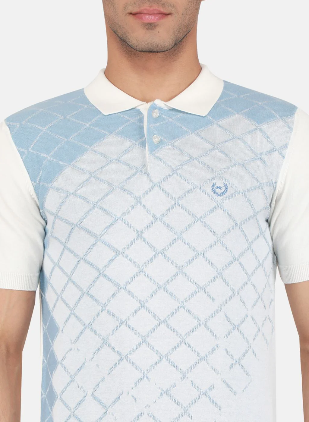 Men Off White Self Design T-Shirt - Image 5