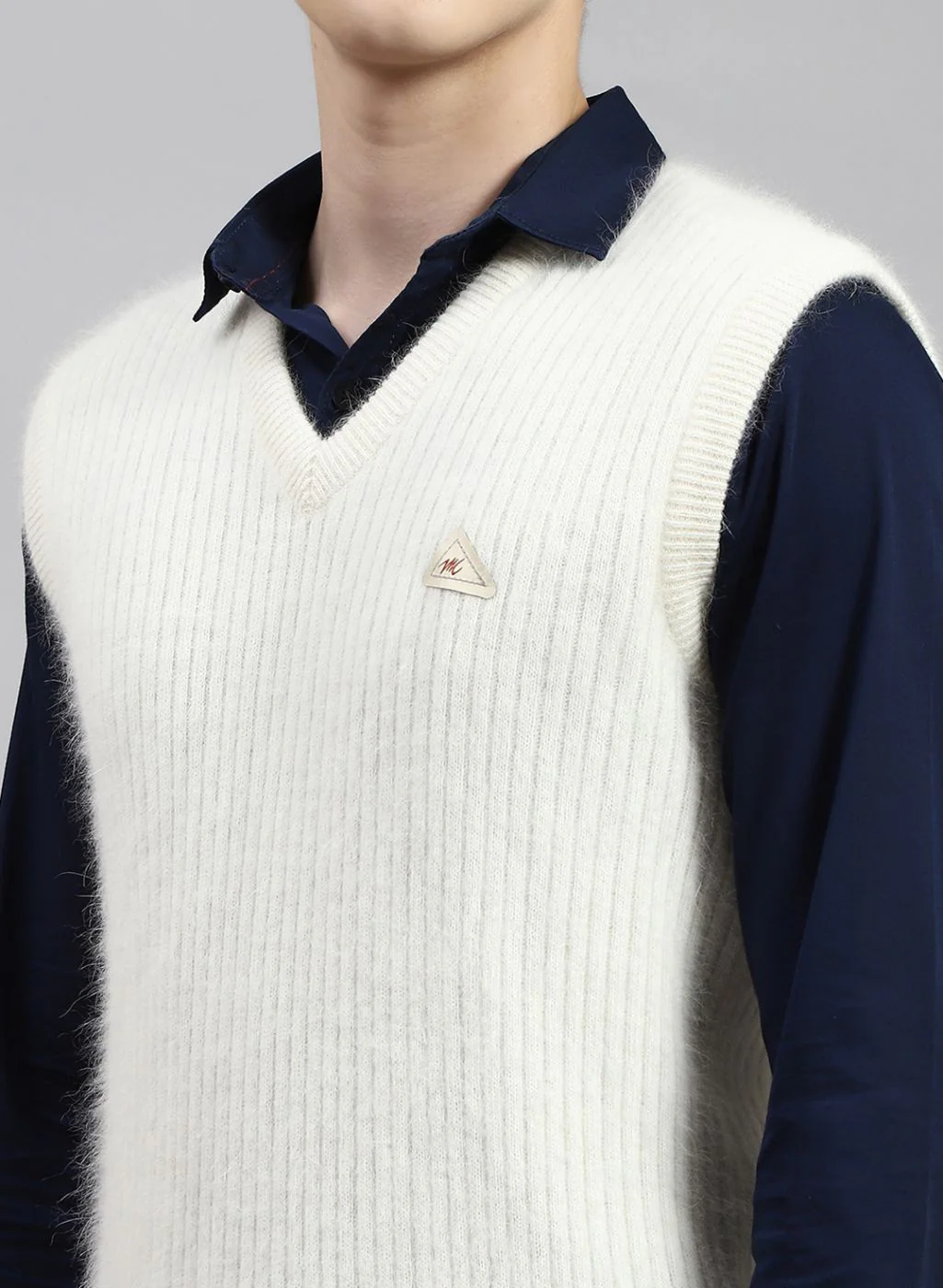Men Off White Solid Angoora Sweater - Image 6
