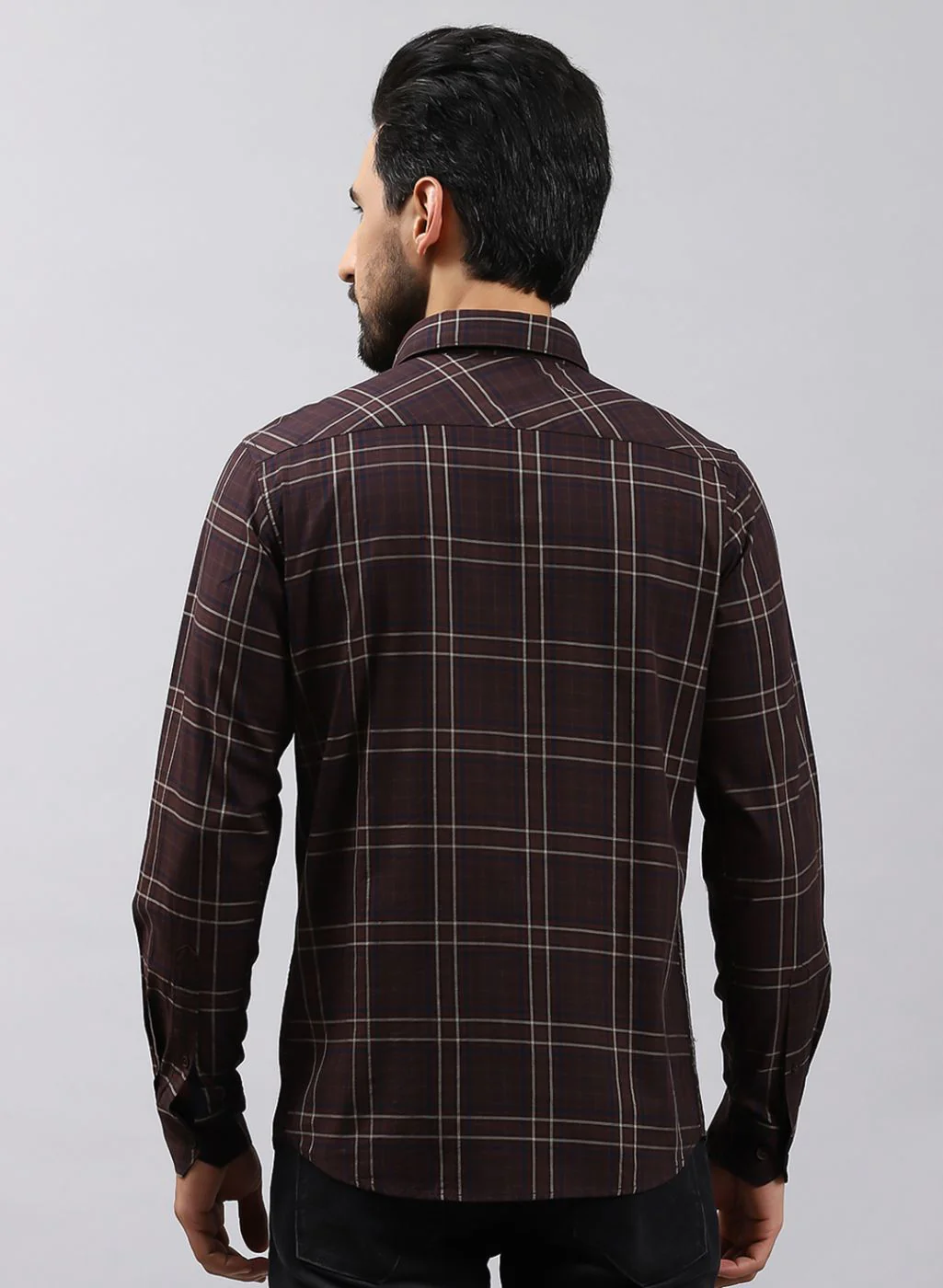Men Olive Check Pure Cotton Shirt - Image 5