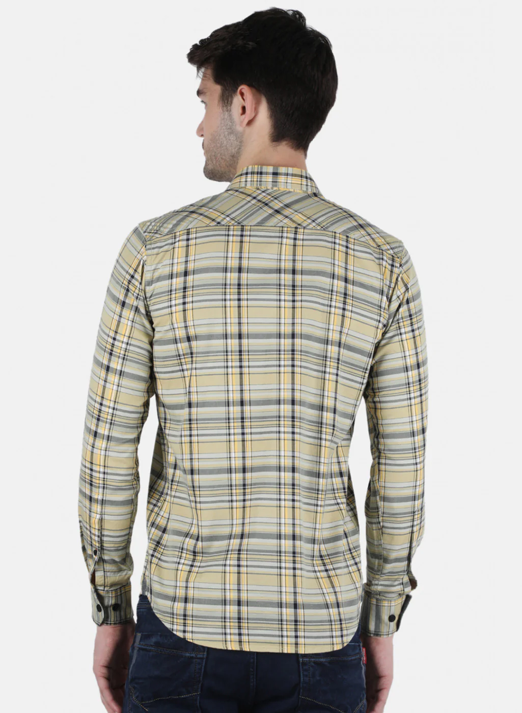 Men Olive Check Shirt - Image 3