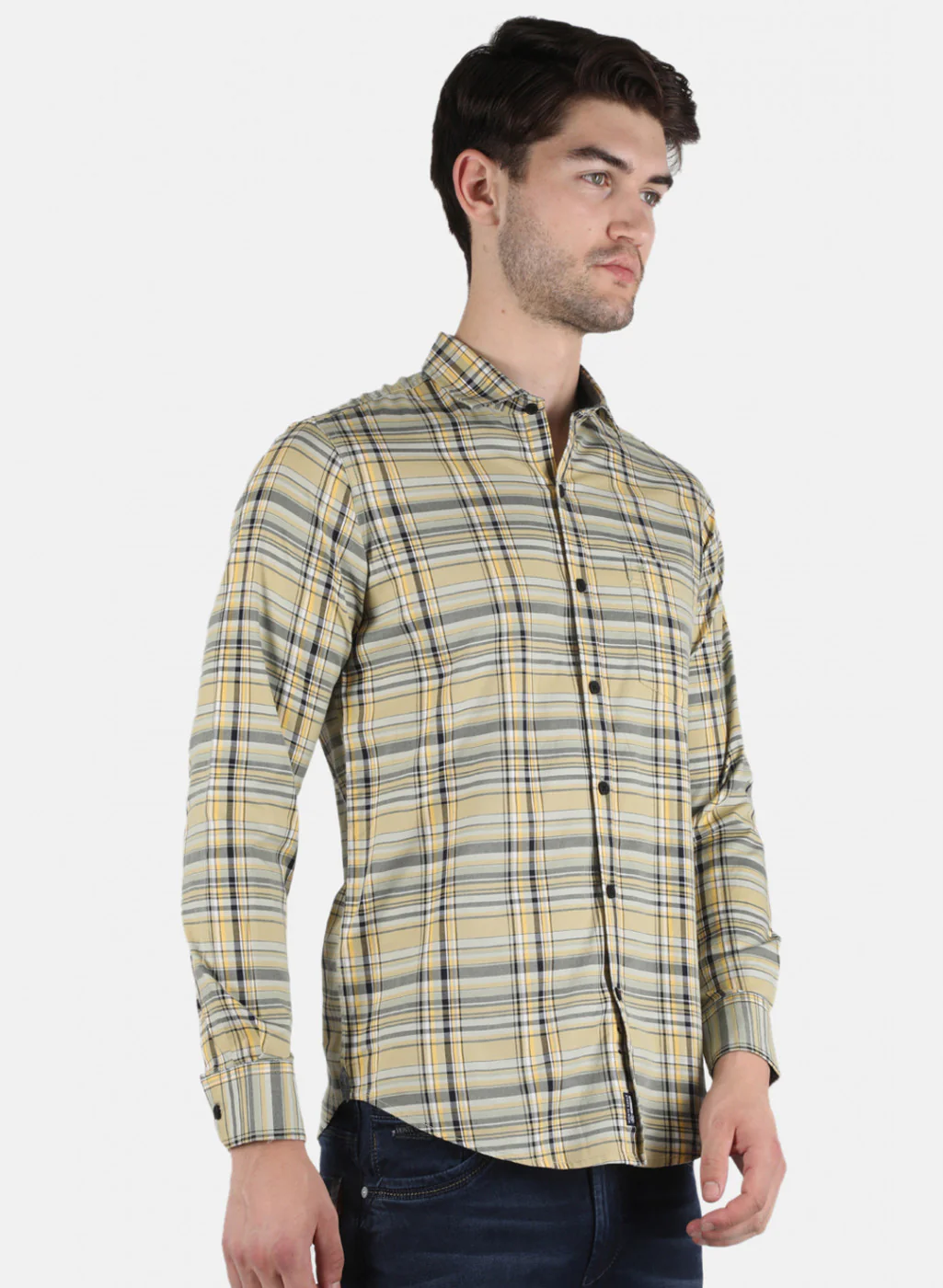 Men Olive Check Shirt - Image 6